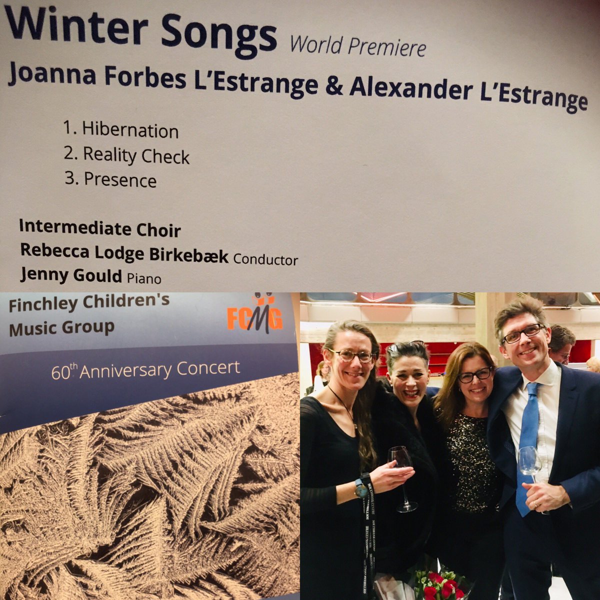 JoForbesLE's tweet photo. Happy 60th anniversary to @fcmgchoir and what a wonderful concert @southbankcentre tonight. World premiere of “Winter Songs” by @JoannaLEstrange @ALEstrangeMusic and the children were awesome! #childrenssongs #songwriters #fcmg #wintersongs https://t.co/GL7DntxjC5