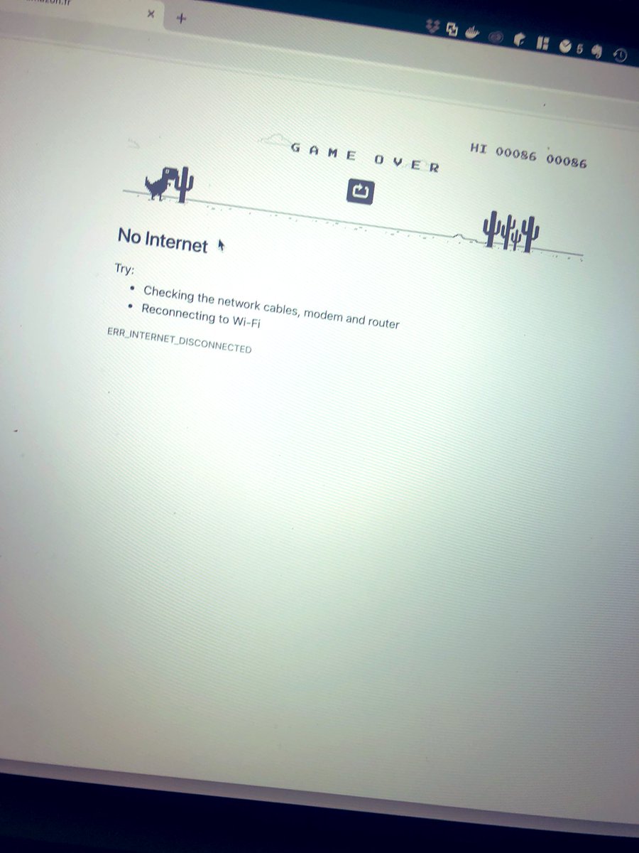 mike_francois's tweet image. Love Chrome with this feature when you don’t have internet, just tap space bar and play with the dinosaur 🦖 #chrome #hiddengame