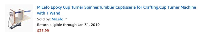 TheresePrentice's tweet photo. @AmazonHelp Hi Thanks for your response. I was able to resolve it but the product was horrible 
ORDER # 111-8855345-9876244 The MiLefo Epoxy Cup Turner Spinner,Tumbler Cuptisserie for Crafting,Cup Turner Machine with 1 Wand - https://t.co/BDv1fIbS4F