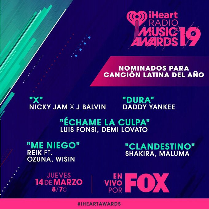 celeste_esp1's tweet photo. #Dura #CancionLatinaDelAño #iHeartAwards @daddy_yankee https://t.co/0VLrbJIMfF
