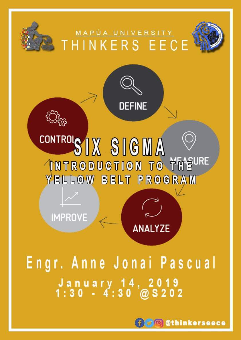 thinkerseece's tweet photo. Good day thinkers! There will be a seminar with special guest Engr. Anne Jonai Pascual today @1:30-4:30 in thr evening at room S202. Come join us on the Six Sigma! https://t.co/p3khiUsOin
