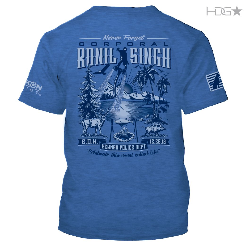 hdgtactical's tweet photo. Pre-Sale Fundraiser T-Shirts for Cpl. Ronil Singh are LIVE! This fundraiser is fully endorsed by the Singh family. Net proceeds to be donated to his wife and 5 month old son through a fund set up by the Stanislaus Sworn Deputies Association. 🖤💙👮💙🖤 

https://t.co/8nnxDpAhH0 https://t.co/n8Ke3MKxpo