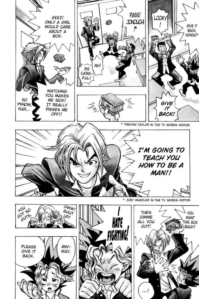 Kazuki Takahashi’s early art is a fascinating combination of ugly, uncanny and cartoony all at the same time.From Tristan’s creepy faces to Yugi’s noseless expressions.