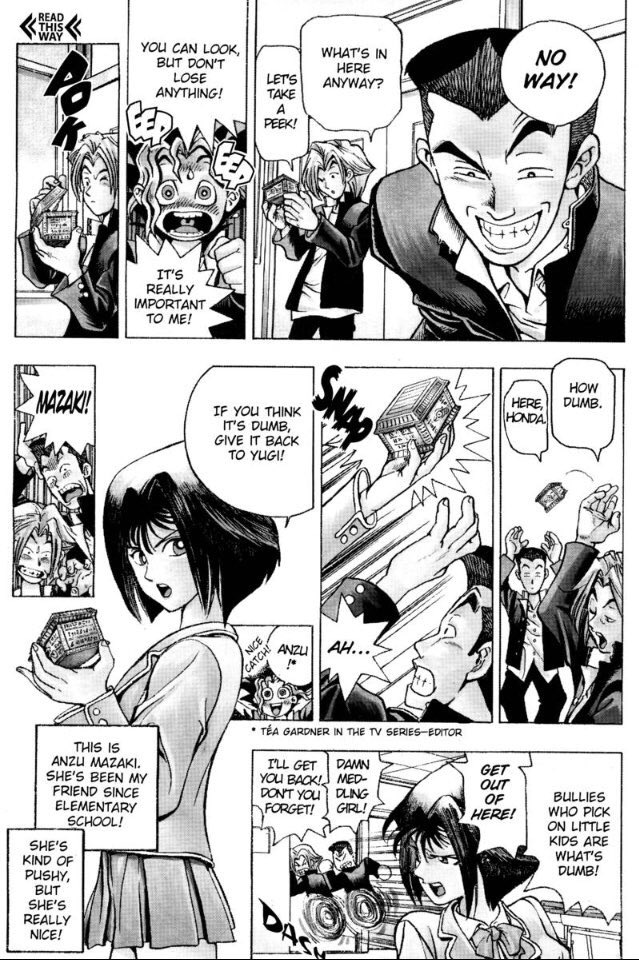 Kazuki Takahashi’s early art is a fascinating combination of ugly, uncanny and cartoony all at the same time.From Tristan’s creepy faces to Yugi’s noseless expressions.