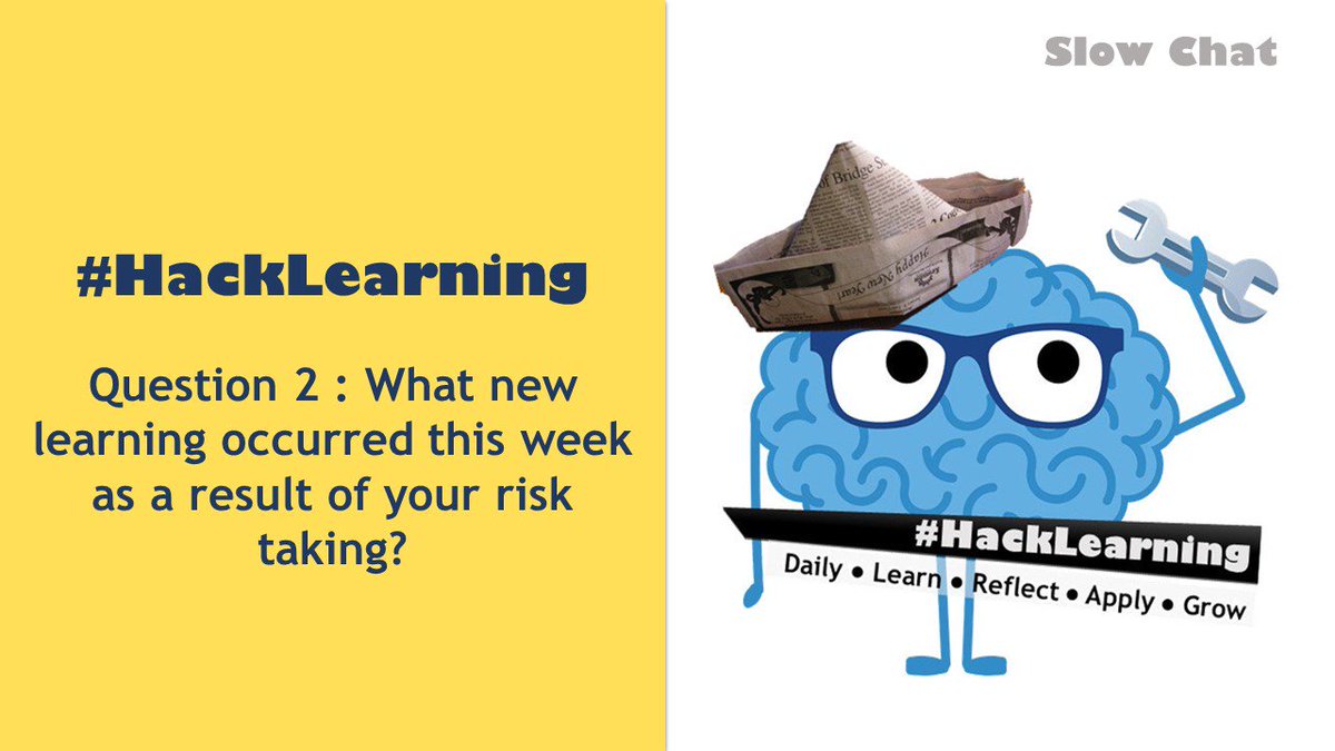 Sylvia Ellison (@SylviaEllison) on Twitter photo 19/01/2019 12:30:00 RT Q2 What new learning occurred this week as a result of your risk taking? #HackLearning RT Q2 What new learning occurred this week as a result of your risk taking? #HackLearning