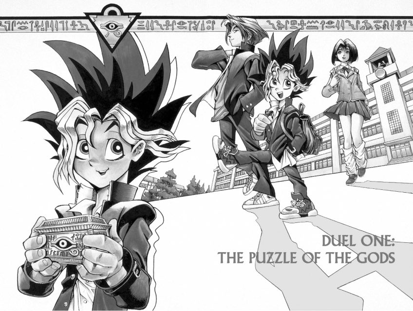 The first chapter of Yu-Gi-Oh is a pretty solid one! Even if I weren’t already familiar with the franchise, a series about a good natured boy possessed by a thrill seeking spirit who loves to play games would have me hooked for sure.