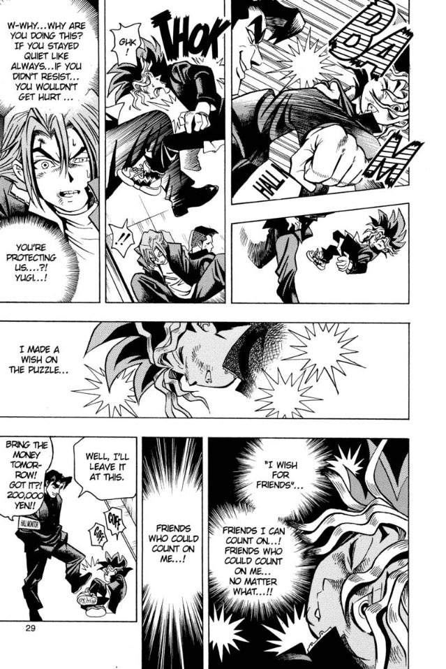 The first chapter of Yu-Gi-Oh is a pretty solid one! Even if I weren’t already familiar with the franchise, a series about a good natured boy possessed by a thrill seeking spirit who loves to play games would have me hooked for sure.