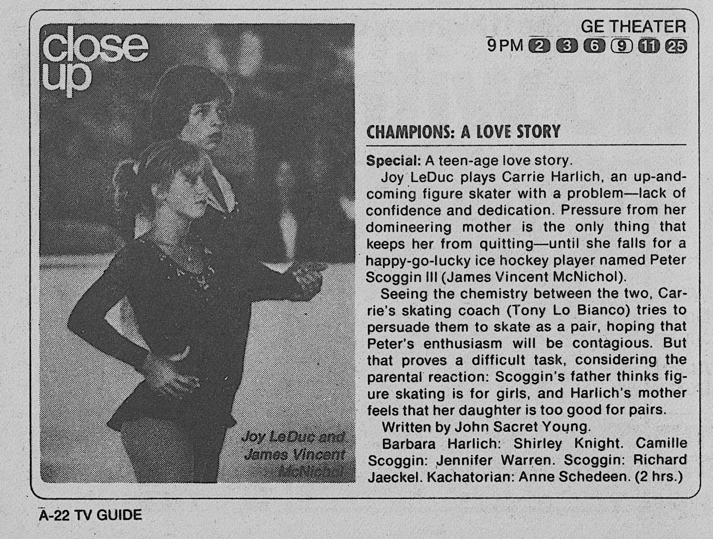 RetroNewsNow on Twitter: "📺CBS Primetime, January 1979: — TV movie ' Champions: A Love Story' starring Jimmy McNichol &amp; Joy LeDuc https://t.co/SbI0yBBq4x" / Twitter