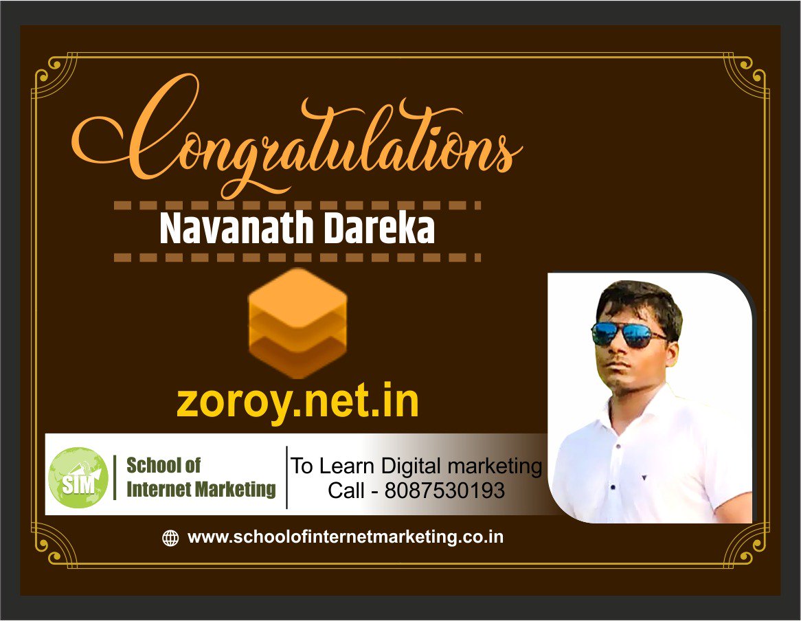 SIT_SchoolofIT's tweet photo. Congratulations To Navanath Darekar For Getting Placed at # Zoroy . May Your Job Takes You to New Heights, May You Work With All Your Might And Have a Bright Future. #LearnAtSIM #DigitalMarketing Call us Know More: +91 8956609996, +91 8087530193 Website: https://t.co/PAkYIIZN1P https://t.co/UGvxI3NKQe
