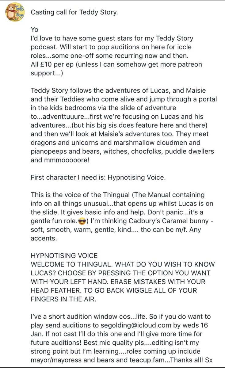 AudioAuditions's tweet image. Well this is weird..! I HAVE AN #AUDITION FOR YA. Tho deadline is so so soon! Wed 16!See pic for finer details but essentially it’s 4 my #TEDDYSTORY #kidsaudio which is part of #MADIVApodcast feed

THINGUAL&amp;gt;The manual containing all things unusual
#gluck

madivapodcast.buzzsprout.com