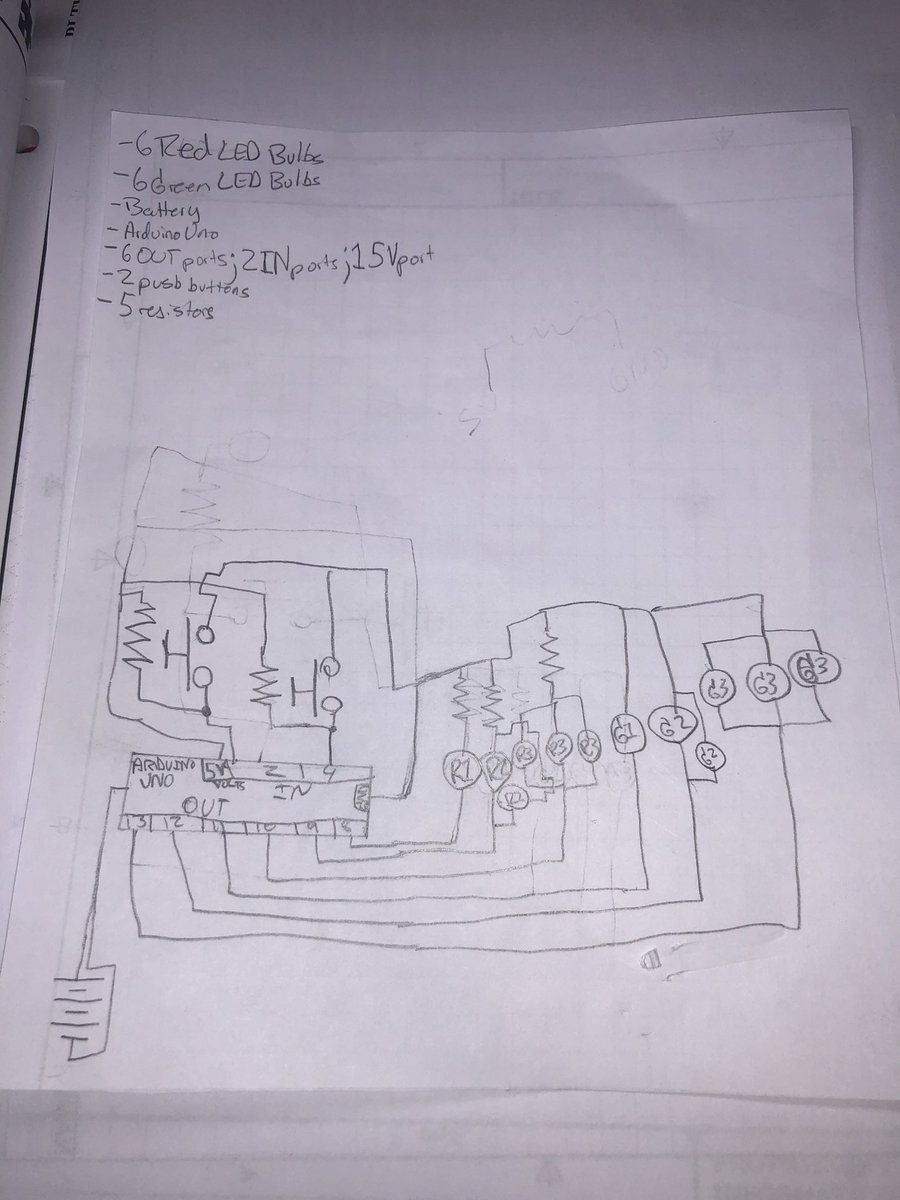 Rafael_A_Crespo's tweet image. Here is my schematic of my circuit for my Penny Hockey Project! #STEM #gbsengineering