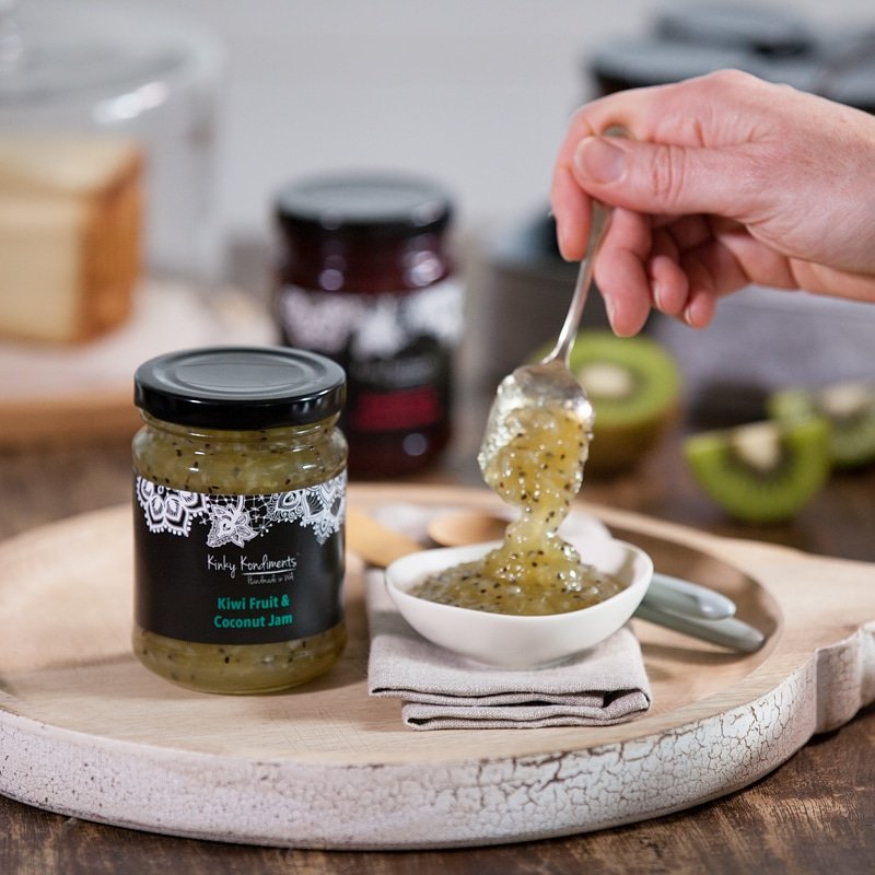 kinkykondiments's tweet photo. Want something different on your cheese platter? 
We love pairing our Kiwi Fruit &amp; Coconut Jam with a strong, sharp cheddar and even a strong flavoured Camembert 💚 https://t.co/OuXcerzHXF
