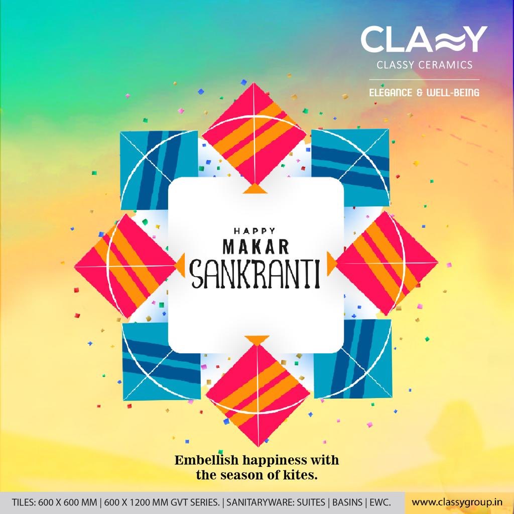classymorbi's tweet photo. This Makar Sankranti, wishing you and your family a lot of happiness, prosperity and good health.

#HappyMakarSankranti #MakarSankranti2019 #UdiUdiJaye #Kite #KiteFlying #Sankranti #classy #tiles #sanitary https://t.co/OyZ1FUEfA5