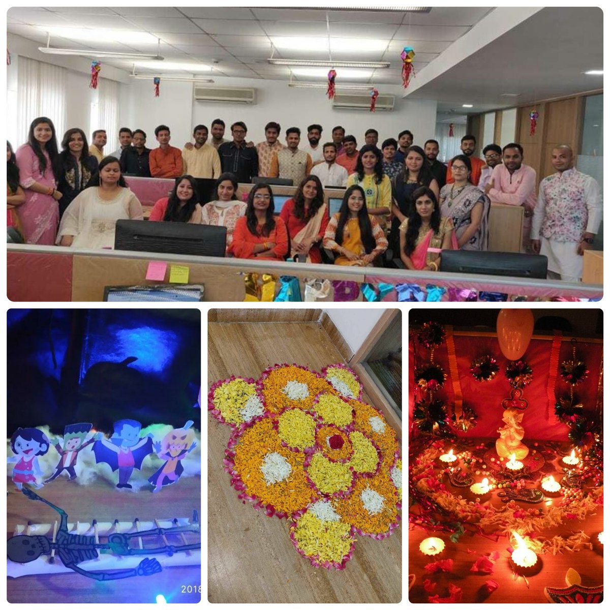 amwebtech's tweet photo. #November18_DiwaloweenMemories --->>
#AMWebtech celebrated both the occasions with the theme of Halloween and Diwali..in 2018 ๐
#DiwaloweenMemories2018 #HappyDiwali #Halloween #HappyPlace #HappyPeople #Lighting #HappyWorkEnvironment #Fillings #DiwaliCelebration2018 https://t.co/nM2BdPMzl3