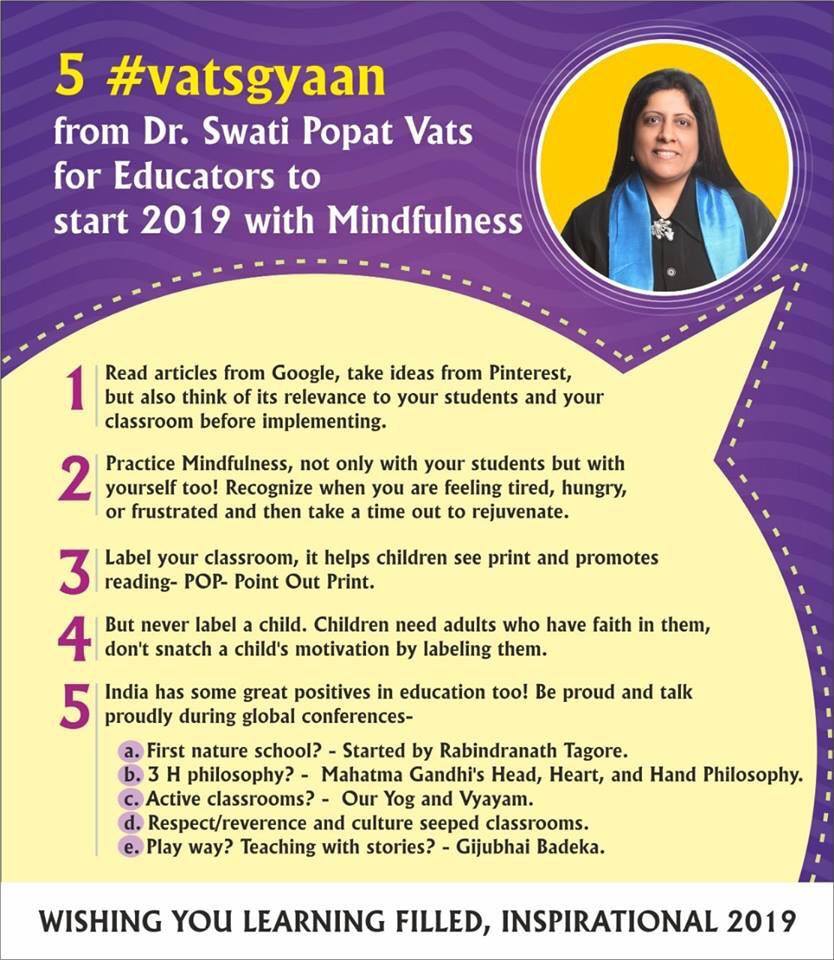 Here are 5 #vatsgyaan for parents and educators for a Happy and childhood focussed 2019. Do share. #2019
#mondaymatters #ece #drswati #parents #parenting #podarjumbokids #preschool
