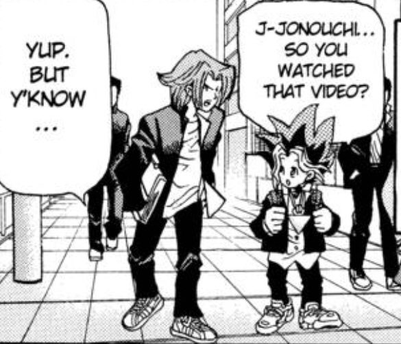Yugi bonding with his new friend, Jonouchi.