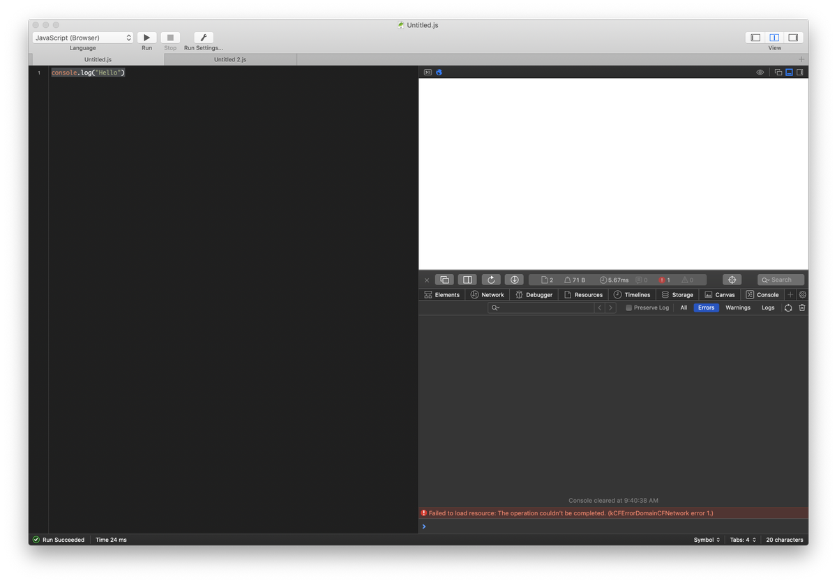 vitkuzmenko's tweet photo. @nikolaikrill hello! JS do not work when file saved to disk (Untitled.js). But works if do not store on disk (Untitled 2.js) https://t.co/jBVOagVoOB