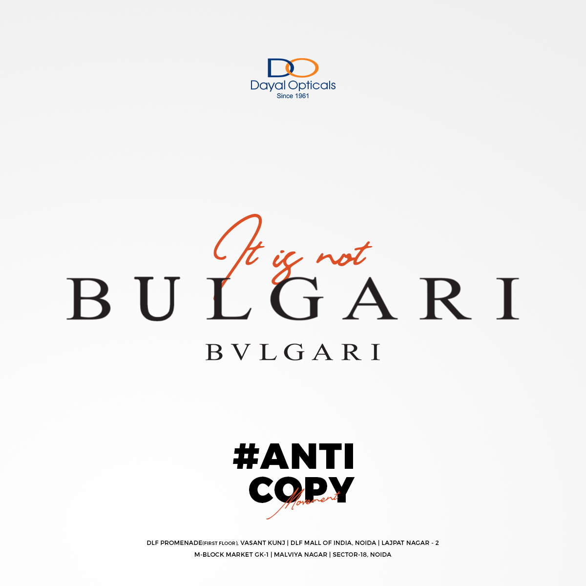 dayalopticals's tweet photo. Imitations might be good to look at, but not to buy or wear. 
Come over to Dayal Opticals and only get authentic and original eyewear.
Get to your nearest store - https://t.co/UmIOA7HZTj
#AntiCopy #DayalOpticals #Original #Authentic https://t.co/XMlGZ6g3Tr