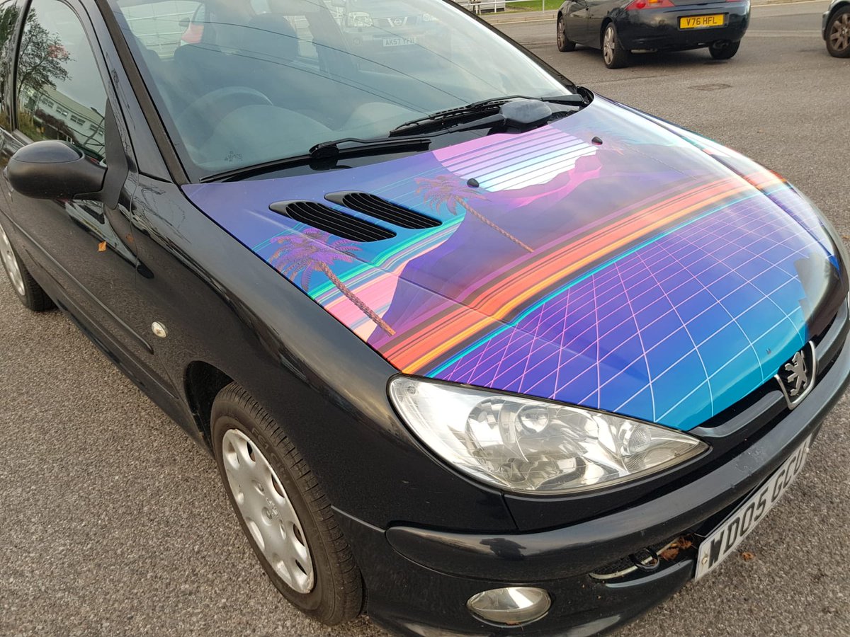 Ollieep's tweet photo. So here it is. Perhaps the most incredible @Peugeot in existence. @Wraptastic_UK have helped us make this a reality and our aim is to sell it with everything over £500 going to @DorsetMind. This part of a challenge for @themodernmann which turned into trying to do something nice. https://t.co/YNLPLbWm2f