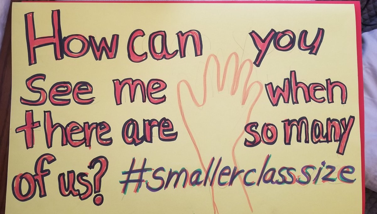 Sabgrimes's tweet photo. My son's sign. #StrikeReady #RedForEd #SmallerClassSize #SupportPublicSchools #UnionStrong #teacherssupportingteachaers @WeAreCTA https://t.co/u3ZDYqnOMd