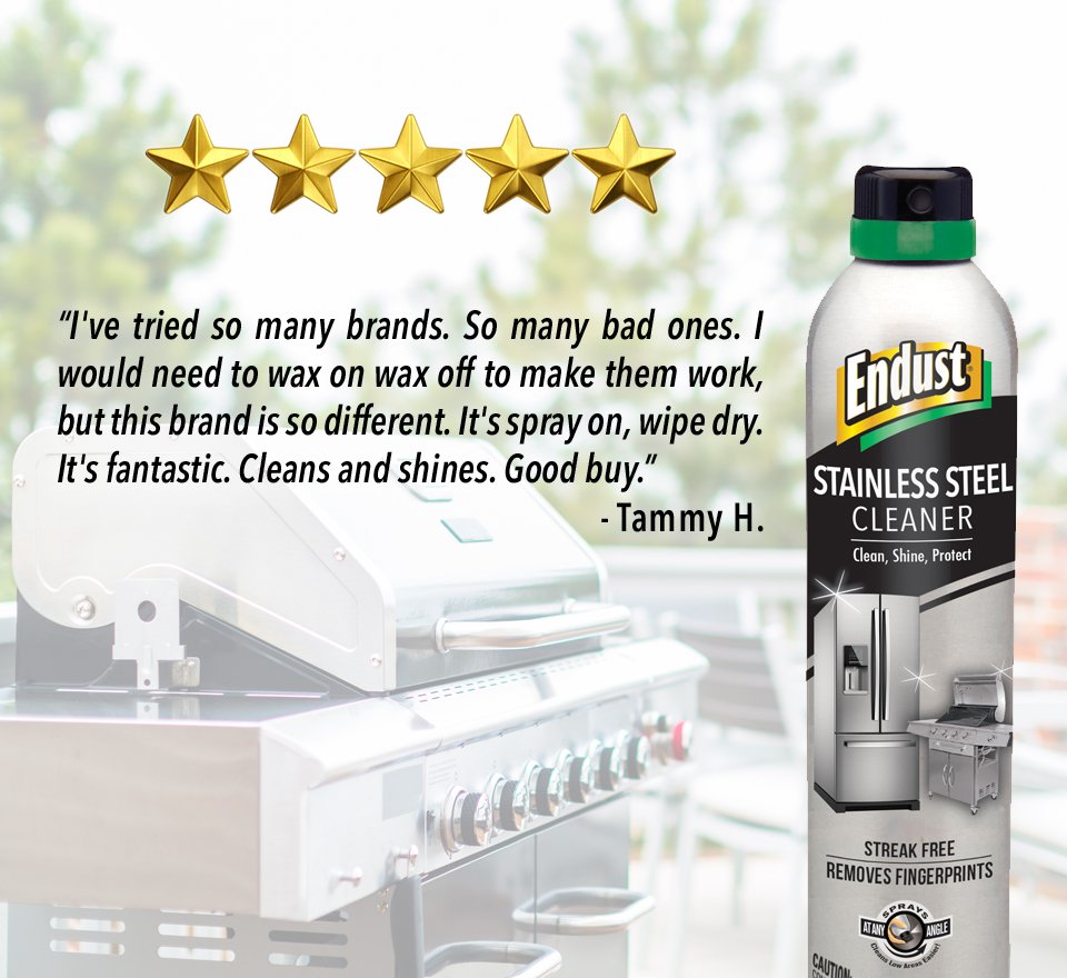 Endust's tweet photo. We love the feedback we get from everyone that has used Endust Stainless Steel Cleaner in their homes. Give it a try - we know you'll love it! https://t.co/3yjHgMIbxt