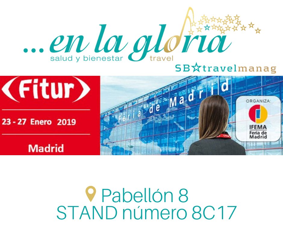 ...en la gloria estará presente en la feria más importante del turismo internacional FITUR. Si quieres conocer más sobre nuestro proyecto de turismo de bienestar, te esperamos del 23 al 27 de Enero en el Pabellón nº8 stand 8C17.
!Ven a conocernos¡ 
#fitur2019 #enlagloria