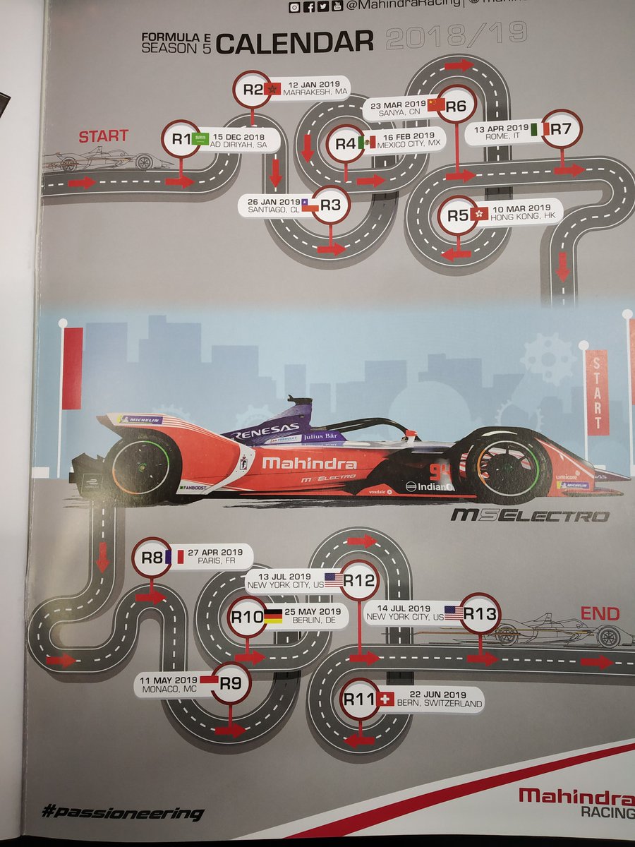 RakeshRGoel's tweet image. Mark Your Calender 2019 For Mahindra Racing in FormulaE season 5 #passioneering #M5Electro #MahindraExperience isoci.al/01d886effcc6a4…