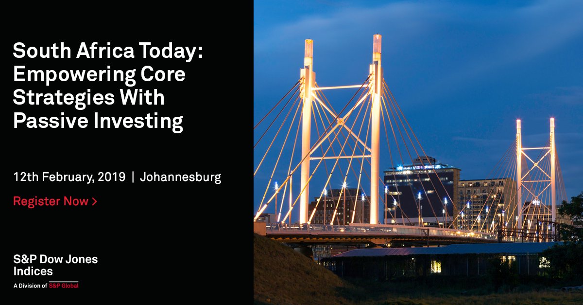 SPDJIndices's tweet image. Keep pace with the latest innovations &amp;amp; understand the role of passive investing in core strategies &amp;amp; allocations. On 12th Feb in Joburg @SATRIX_SA @CoreShares @OldMutualSA @ETFSA will explore this &amp;amp; more #activepassive #SouthAfrica ow.ly/JmpZ50k7xXI