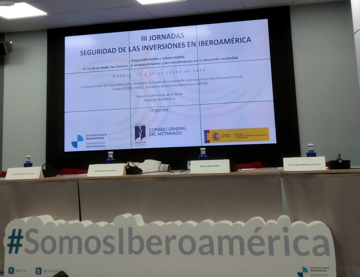 ECordaz's tweet photo. A punto de comenzar las III Jornadas de las Inversiones en Iberoamérica organizadas por @Notarios_ES, SECIPIC-MAEC   y @SEGIBdigital. La #Agenda2030 y #SomosIberoamerica unidos en un interesante programa hoy  y mañana en la sede de SEGIB en Madrid @UProfesional https://t.co/g6sHc0YAoh
