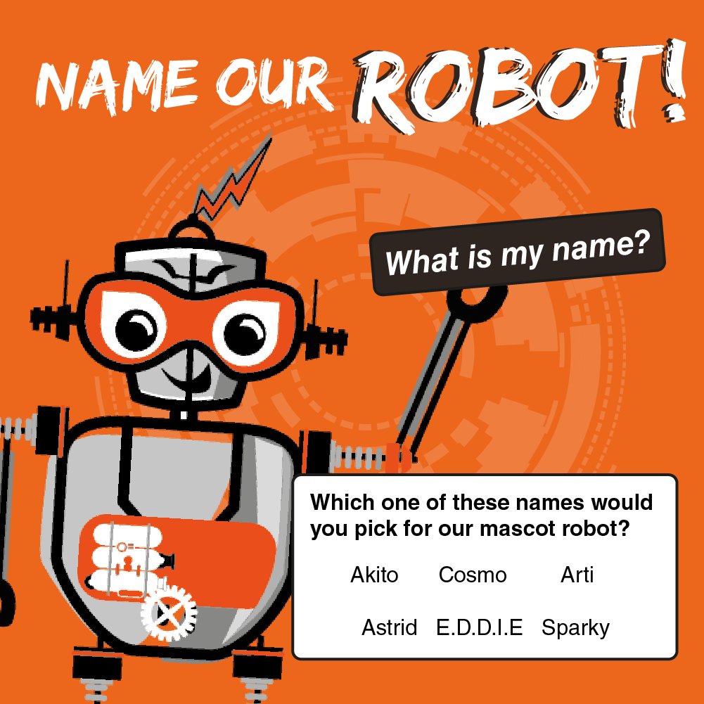 bydesigngroup's tweet photo. #NameourRobot!! 🤖
We need a name for our beloved robot who has been at the forefront of our workshops for years! We need YOU to VOTE your favourite - You have ONE week!
Follow the link & VOTE! https://t.co/YXRlU1bDed
@Tomorrows_Eng @Bigbangfair @NCS @TeamDANCOP #VOTEOFF https://t.co/NVTAR5qPxa