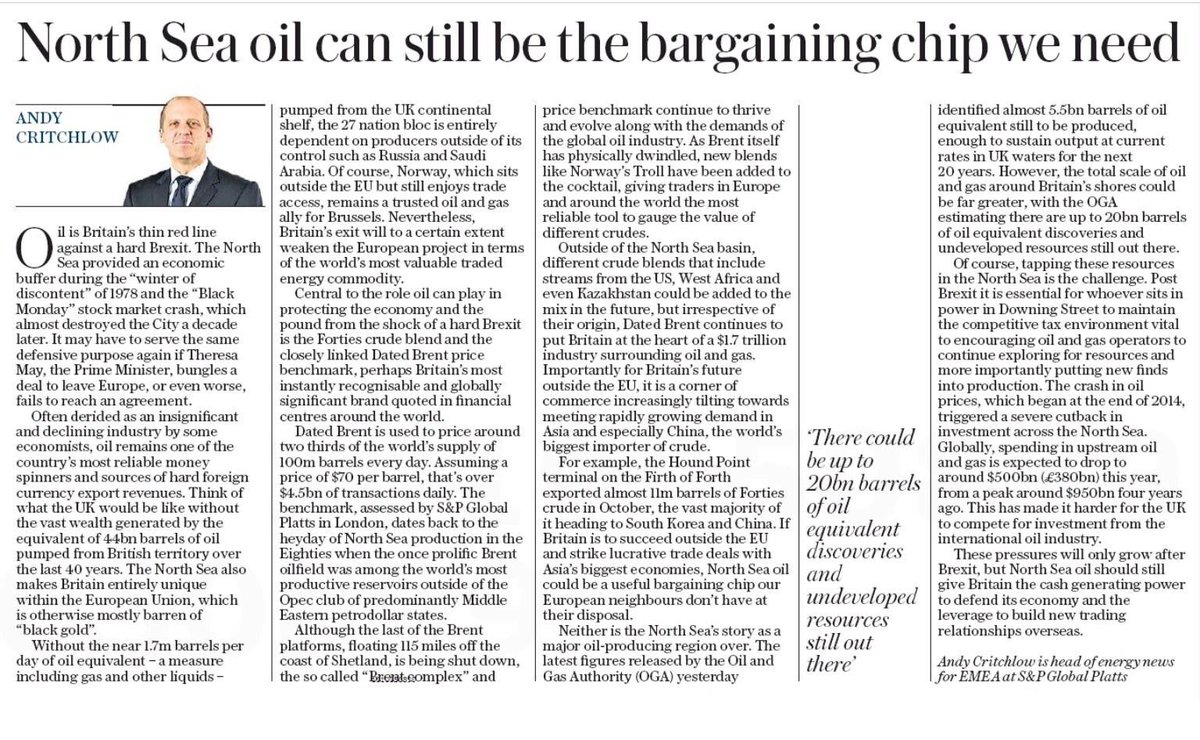 The full piece in The Telegraph published only in England!! OUR oil is the only way they can save their economy after a disasterous Brexit!!! Now why would they not have published that in Scotland?! Click to enlarge.