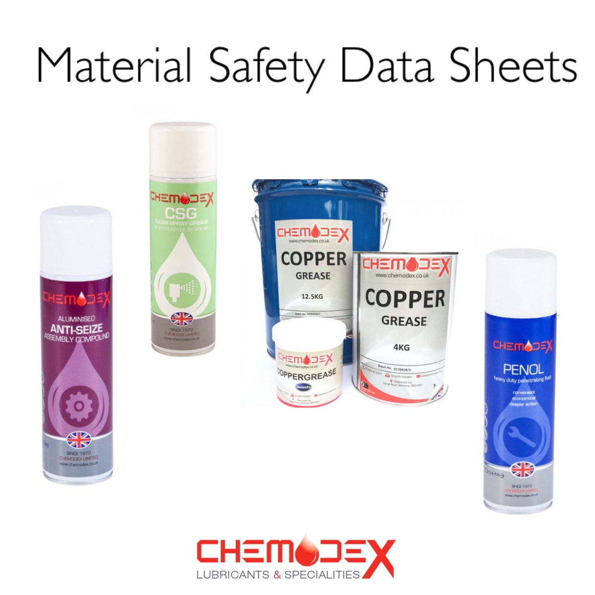 ChemodexLimited's tweet photo. We are in the process of updating our website with the MATERIAL SAFETY DATA SHEETS (MSDS) for all of our products... Soon you will be able to download each one directly from the product page - https://t.co/okndS15bcq #chemodex #penol #coppergrease #antiseize #lubricants https://t.co/XEmkRzExhE