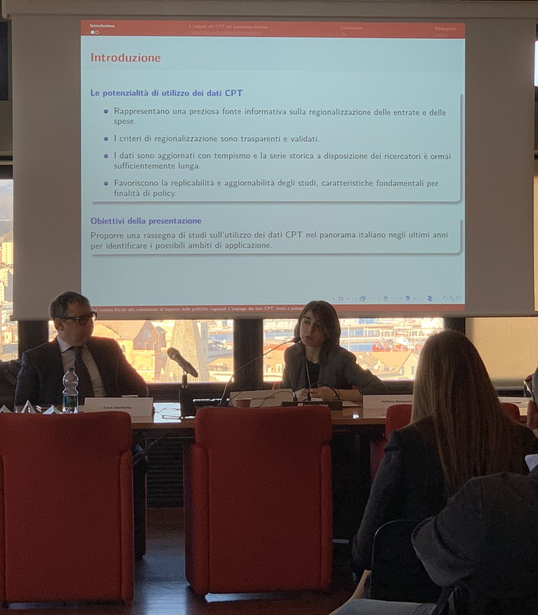 📌 Luca Gandullia e Lucia Leporatti, Liguria Ricerche S.p.A., presentano “Dal residuo fiscale alla valutazione di impatto delle politiche regionali. L’impiego dei dati CPT: limiti e potenzialità”
