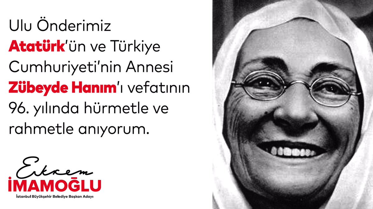 Ulu Önderimiz Atatürk’ün ve Türkiye Cumhuriyeti’nin Annesi Zübeyde Hanım’ı vefatının 96. yılında hürmetle ve rahmetle anıyorum. 
#ZübeydeHanım