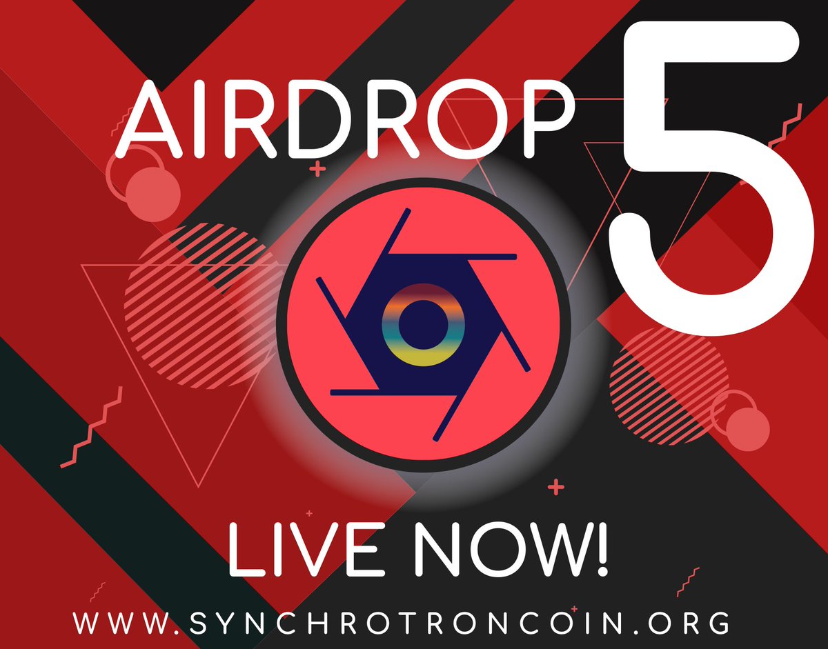 SynchrotronCoin's tweet image. Airdrop round 5 is LIVE Now!  300,000 STC to be distributed. 
#stc #airdrop #synchrotron #crypto 
discord.gg/4twu5Rn