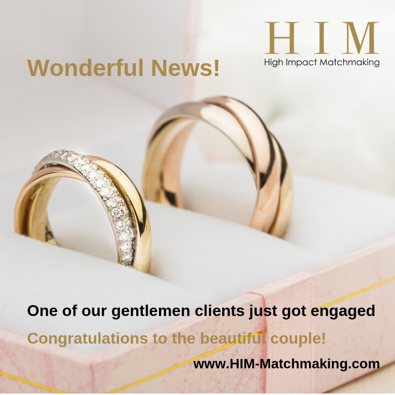 One of our gentlemen clients just announced his engagement to a wonderful lady. So happy for them and grateful for having been able to contribute to their happiness. If you are currently single, divorced or widowed and wish to find your partner, contact buff.ly/2Ceqiec
