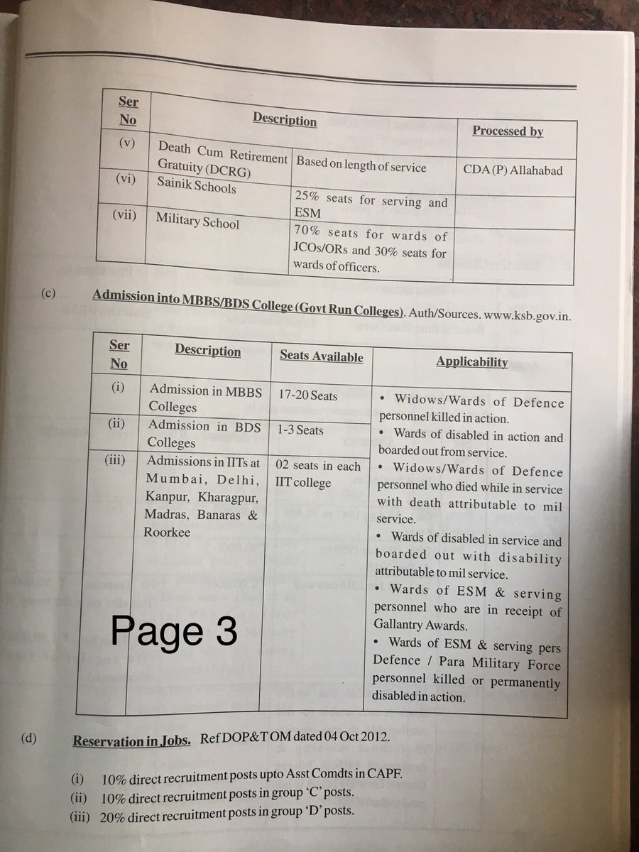  #BirthOfAForcesWidow 17th Tweet EX-GRATIA & WELFARE SCHEMES FOR WIDOW/ESM (Veteran). PAGE 3 DCRG-Applicabke to every Central Govt employee. Sainik and Military Schools-for Serving and ESM. MBBS & BDS for War Widows, Killes in Action, Disabled, Attributable to Mil Service.