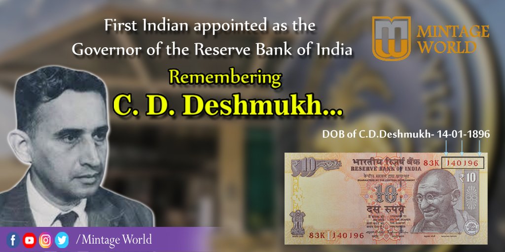 MintageWorld's tweet image. Sir Chintaman Dwarakanath Deshmukh, first Indian to have signed the #Indianbanknotes!

A Birthday Note can be an impressive gift for your loved ones, so hurry, find your date and order it on &amp;gt; goo.gl/GvPMwp