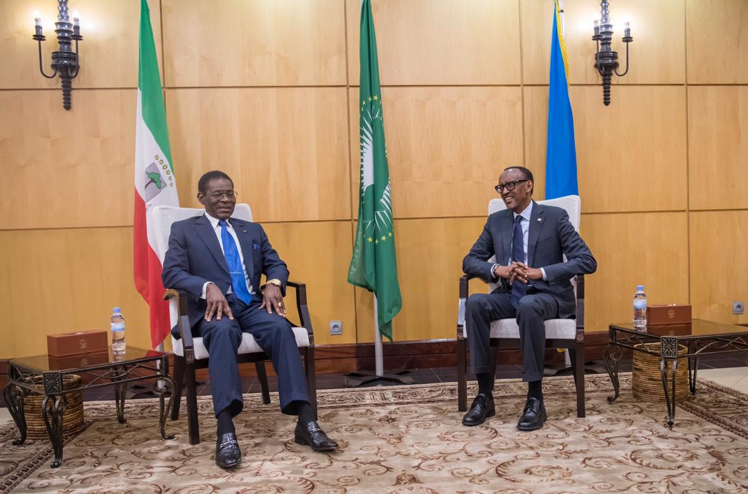 Today at Urugwiro Village, President Kagame welcomes President Teodoro Obiang Nguema Mbasogo of Equatorial Guinea who is in Kigali for a one-day Working Visit.