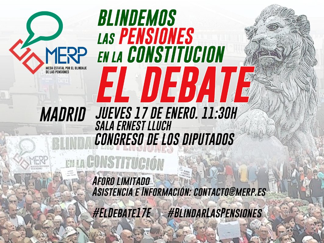 sindicatofetico's tweet photo. #Fetico estará presente en el #ElDebate17E con los miembros del #PactodeToledo que tendrá lugar en la sala Ernest Lluch del @Congreso_Es. El objetivo de la @merp_es  es #BlindarLasPensiones como derecho fundamental, garantizando las pensiones de todos/as. https://t.co/VY3xnFKFzL