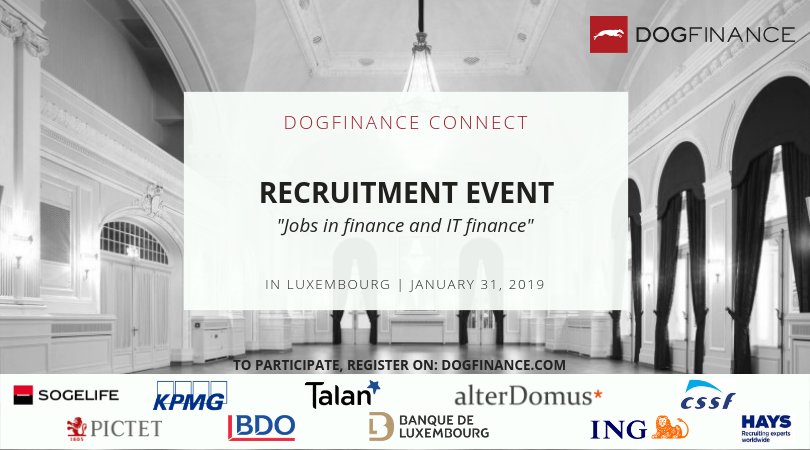 La soirée de recrutement Dogfinance, c'est le 31 janvier 2019. Inscrivez-vous sur le site pour recontrer les recruteurs à la recherche de candidats dans le secteur IT finance et finance.
lnkd.in/gCVK3PD