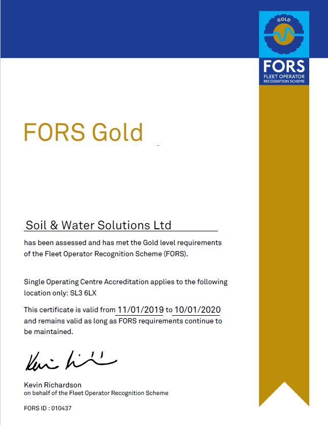 Soil and water Solutions  is extremely happy to announce we have achieved FORS Gold  #FORSMembers