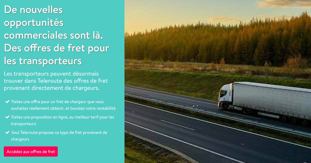 Un accélérateur de croissance pour les transporteurs!
Les transporteurs peuvent désormais trouver dans Teleroute des offres de fret provenant directement de chargeurs. Accédez aux offres de fret: zurl.co/4Mco
#Teleroute #Biddable #Offresdefret #Chargeurs #Transporteurs