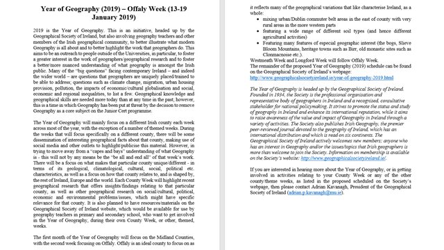 AdrianKavanagh's tweet photo. This is Offaly Week - the second week for this year's Year of Geography initiative.
If you have any images, facts or insights about Offaly, or places in Offaly, please do share these #YearofGeography #OffalyWeek https://t.co/O9NdYkp0Ns