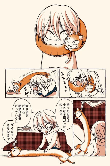 #コミティア127 の新刊予定「春まきマフラー猫」まったり番外編原稿描いてます。 