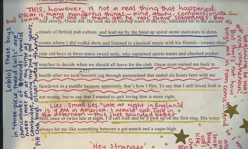 She later started selling chapters of her book proposal on Etsy, covered in annotations and star stickers. It was about £5 per chapter. This is what it looked like & here& #39;s how she responded when a fan worried about the exorbitant cost.