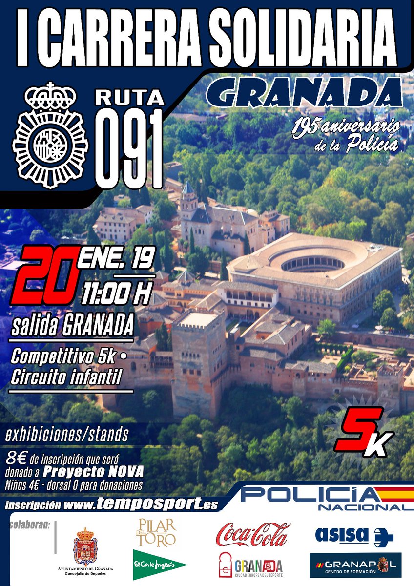 HosteleriaGra's tweet photo. POLICIA NACIONAL – I CARRERA SOLIDARIA RUTA 091 "Con la Trata no hay Trato" (GRANADA, 20 ENERO 2019). 
#welovegranada #solidaridad #granada #carrera #proyectonova #enero #policia #ruta091 #running #deporte
@welovegranada @policia @PolPrGranada @aytogr @elcorteingles @CocaCola_es https://t.co/4DtjI8xK6W