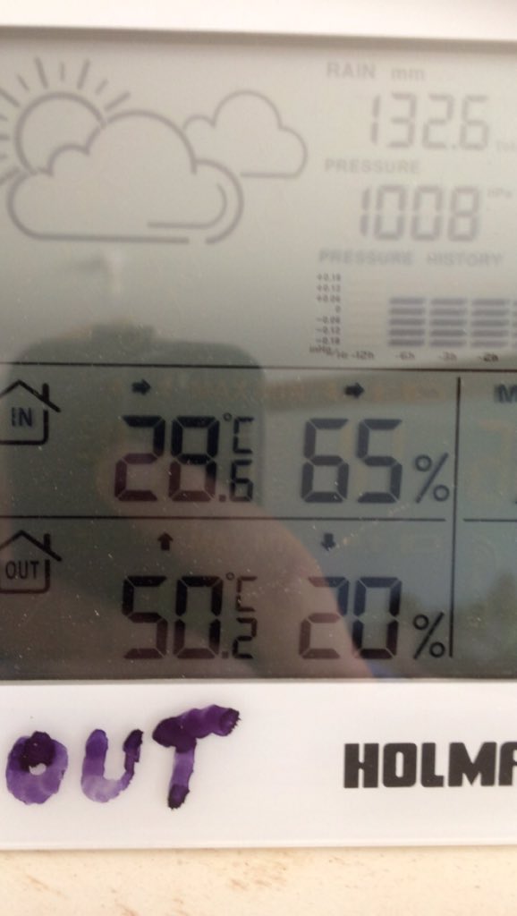 Reached the 50 degree mark today at Laverton Downs, while there was morning drizzle at the farm in Esperance apparently
