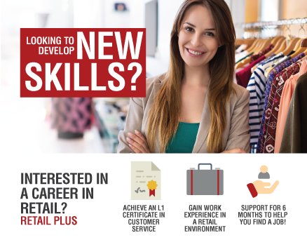 PeoplePlusNI's tweet photo. Know someone who is ready for a new challenge in 2019? Our next #RetailPlus Skills Academy starts 21 Jan in #Belfast! Participants gain practical skills and earn work experience with a local employer.
Learn more here: https://t.co/sybMdxoC0H https://t.co/JDyepm9KW6
