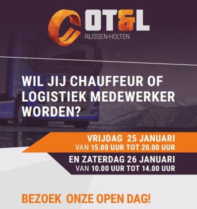 OPEN DAG OT&amp;L RIJSSEN-HOLTEN OP VRIJDAG 25 JANUARI EN ZATERDAG 26 JANUARI! KIJK VOOR MEER INFORMATIE OP otenl.nl OF OP FACEBOOK!